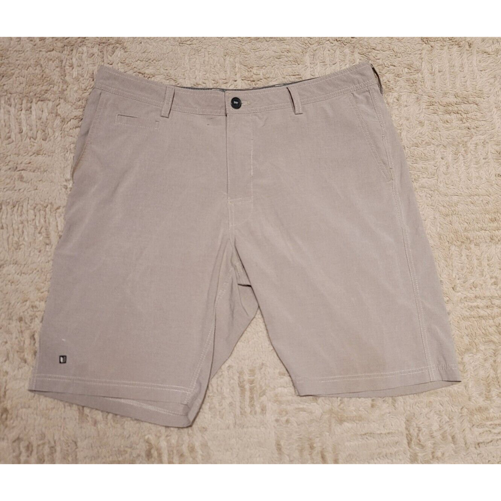 Linksoul Golf Men's Solid Khaki Beige Tan Flat Chino 5 Pocket Shorts Size 36
